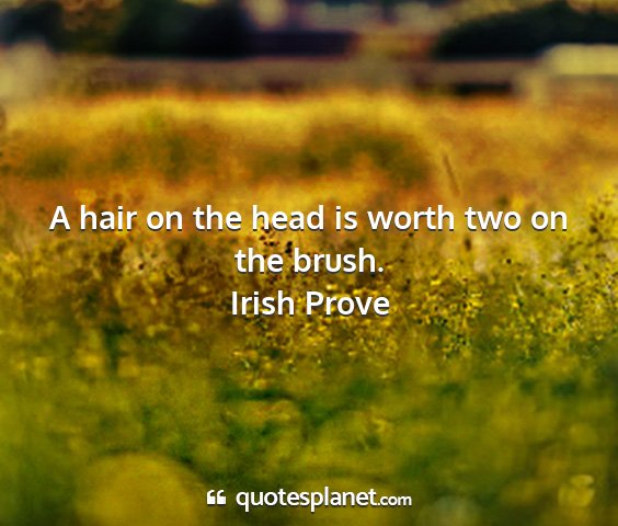 Irish prove - a hair on the head is worth two on the brush....